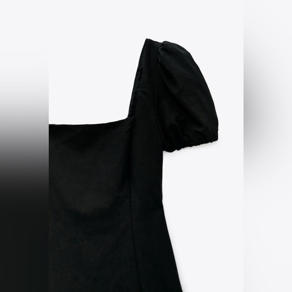 Zara linen blend little black dress bohemian milkmaid mini linen - Picture 7 of 10